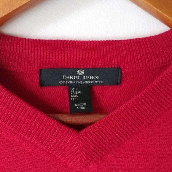 Daniel Bishop Red Merino Wool Sweater Size Large - Picture 5 of 5